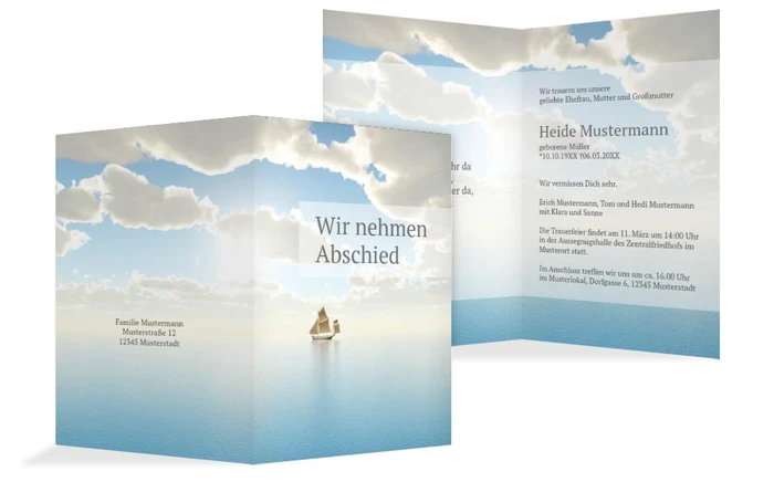 Trauerkarte Schiff hoch