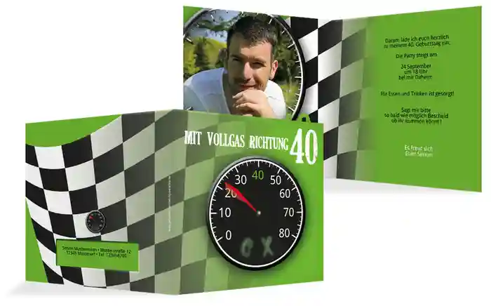Einladungskarte Geburtstag Vollgas 40