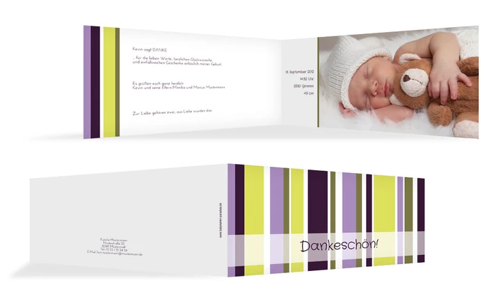 Dankeskarte zur Geburt Zweifarbklang