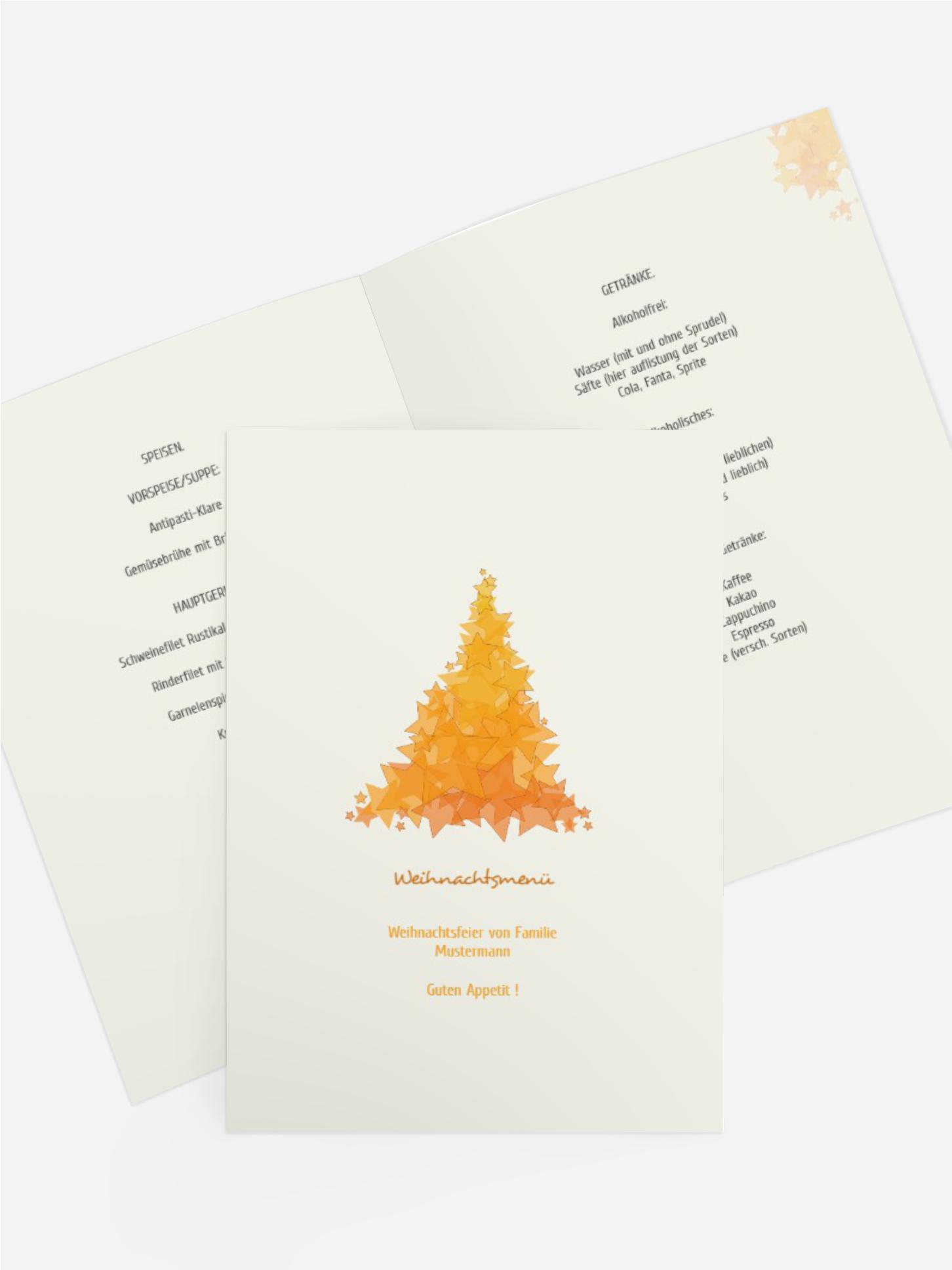 Weihnachts Menükarte Designerbaum