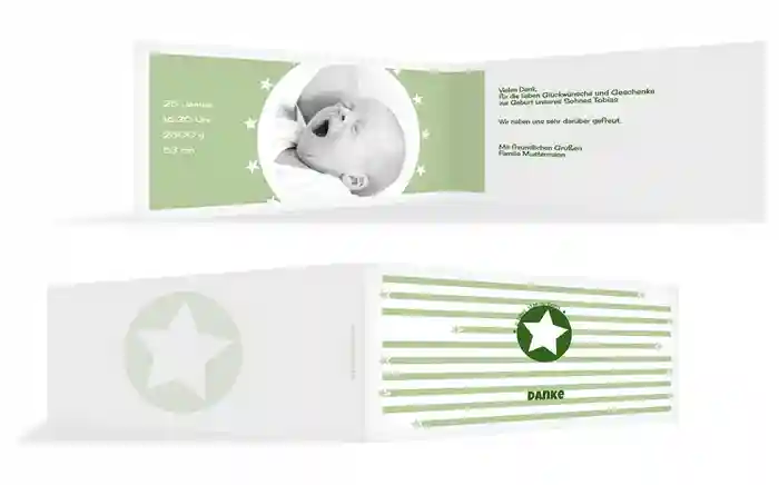Baby Dankeskarte a new star