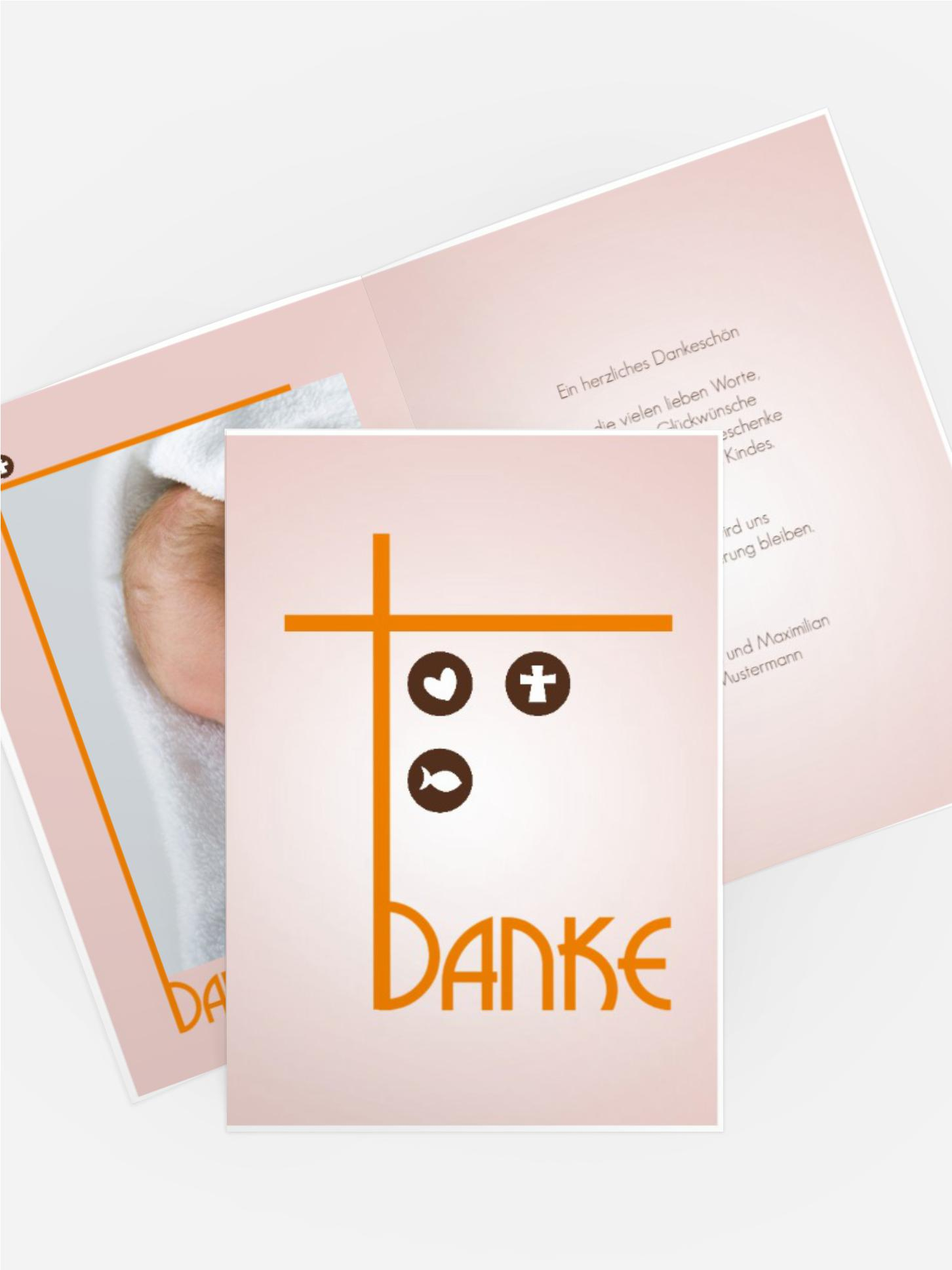 Danksagungskarte zur Taufe Taufkreuz