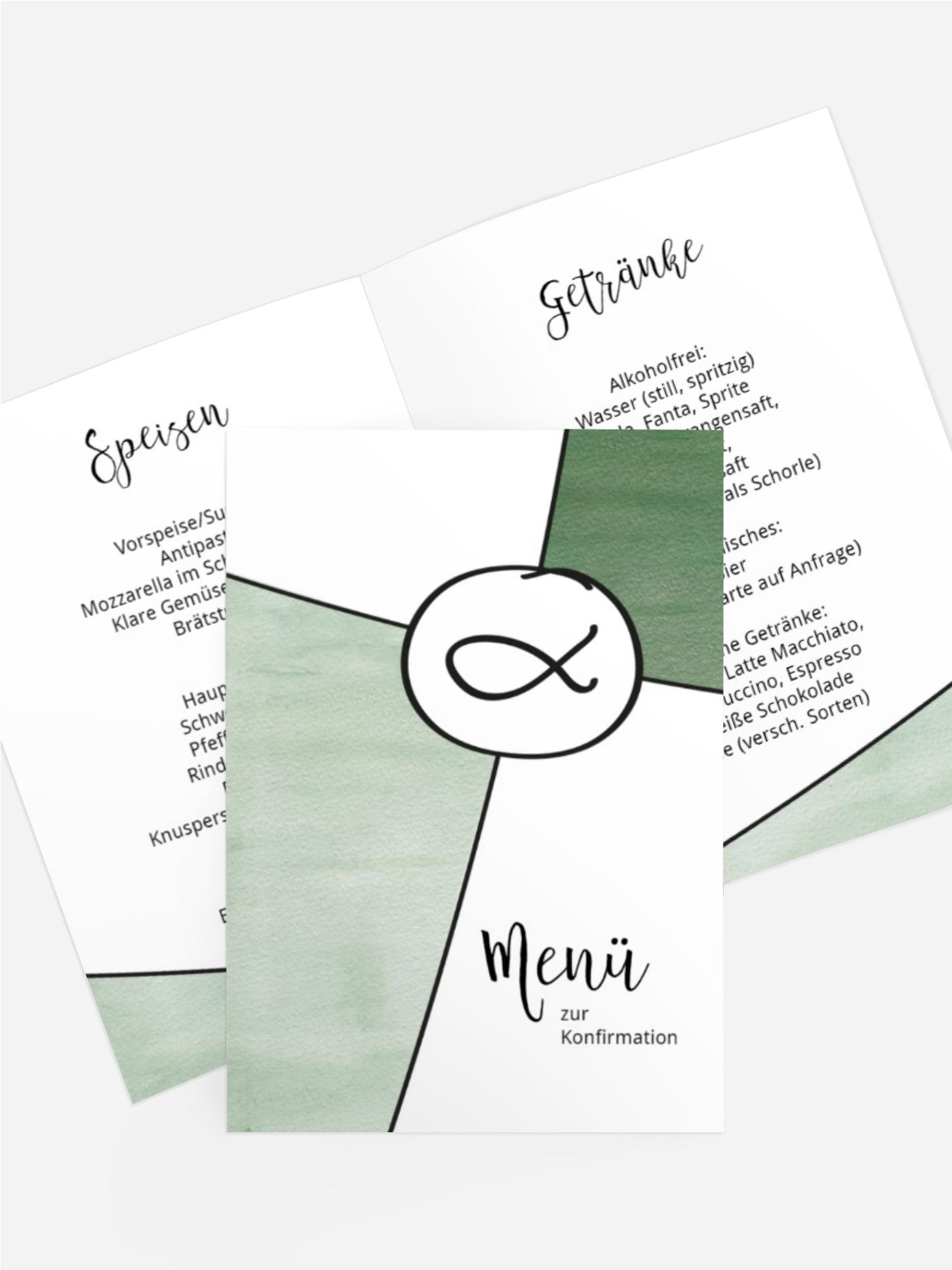 Menükarte Konfirmation Geteilte Vielfalt