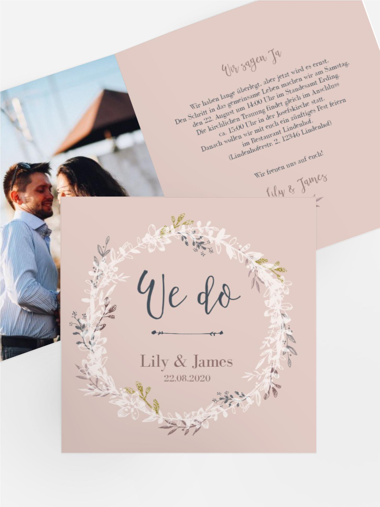 Hochzeitseinladung Leaf Wreath