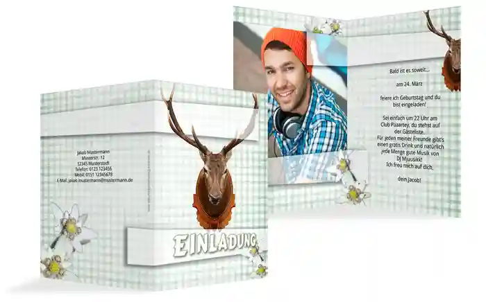Einladungskarte Geburtstag Jagdtrophäe
