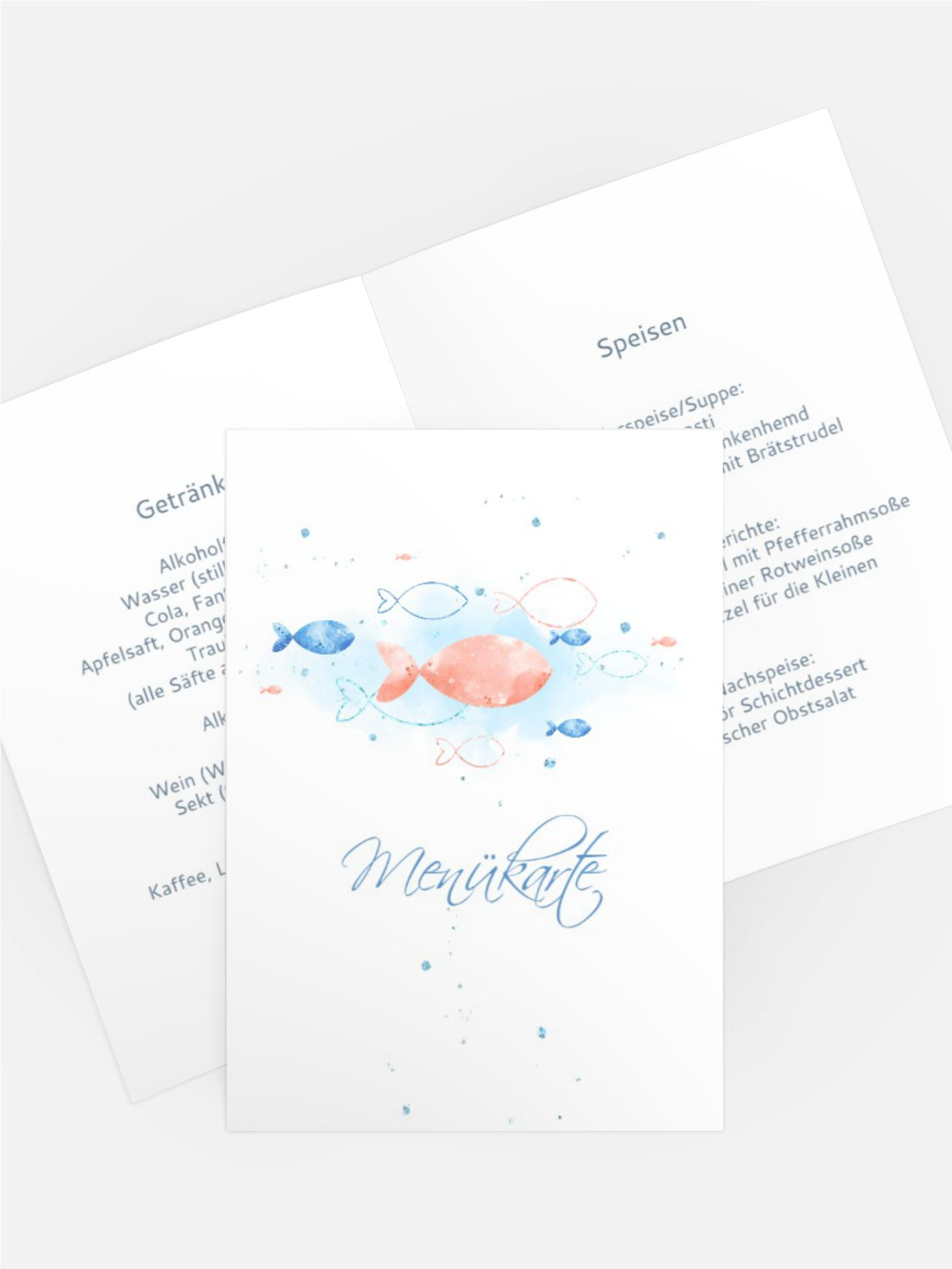 Menükarte Kommunion Heiliger Fisch
