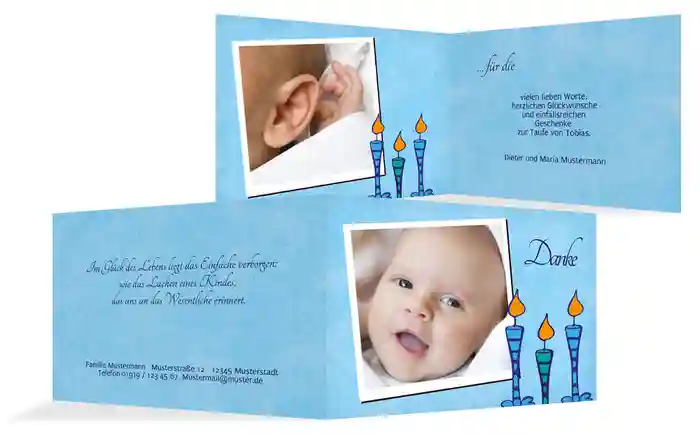 Taufe Dankeskarte Kerzen Taufe Dankeskarte Kerzen