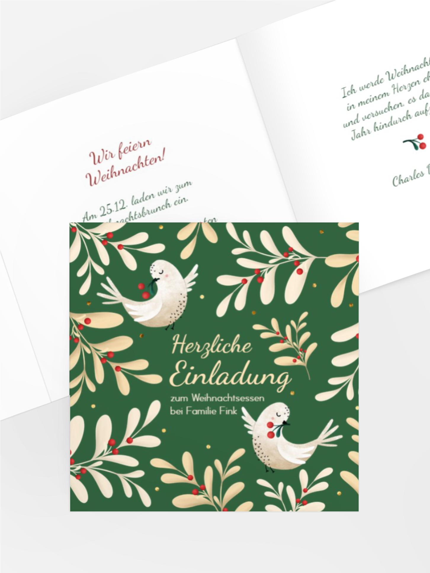 Weihnachtseinladung Weihnachtstäubchen Weihnachtseinladung Weihnachtstäubchen