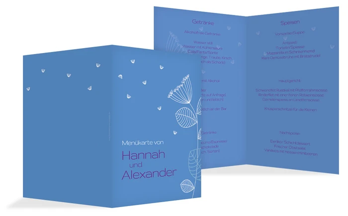 Hochzeitskarte Menü Pusteblume