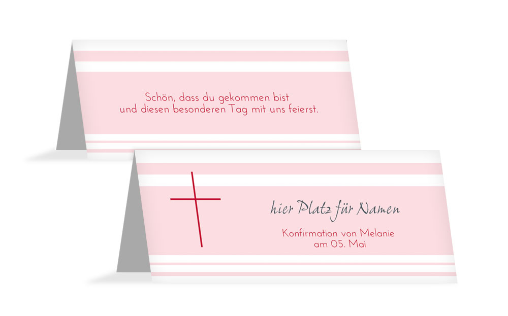 Tischkarte Konfirmation Kreuz