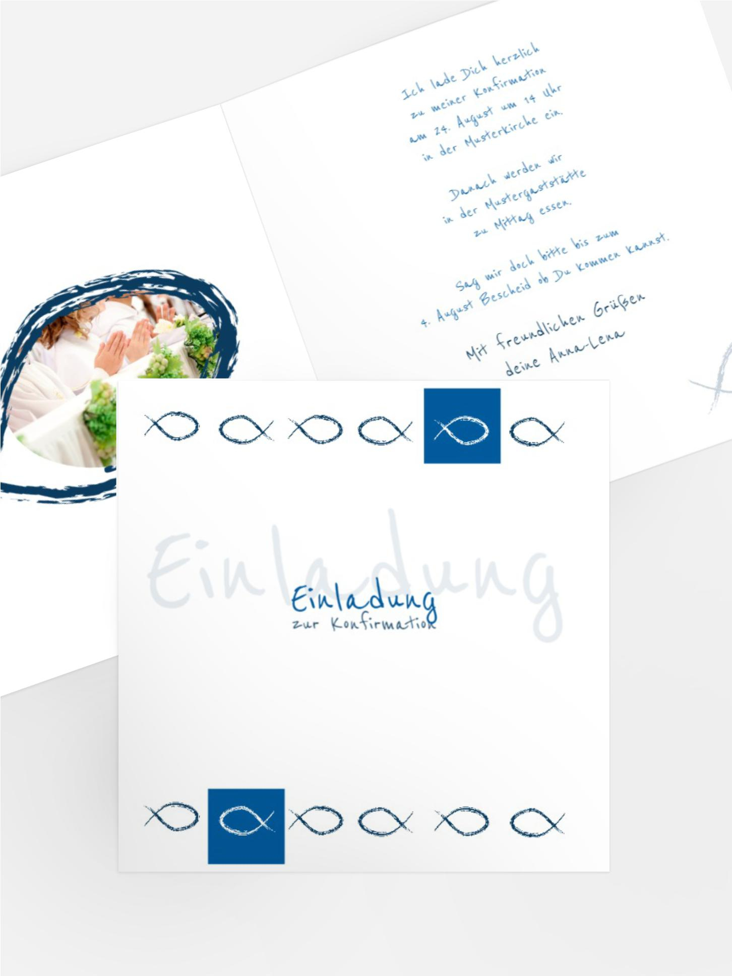 Einladungskarte Konfirmation Fische