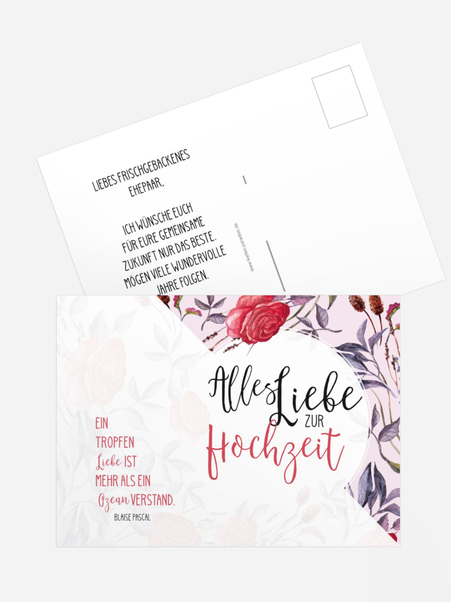 Glückwunschkarte zur Hochzeit Spruch