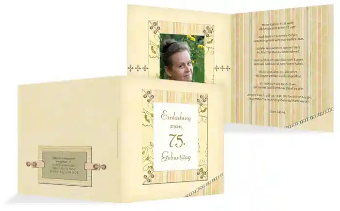 Geburtstagseinladungskarte Nostalgie 75 Foto