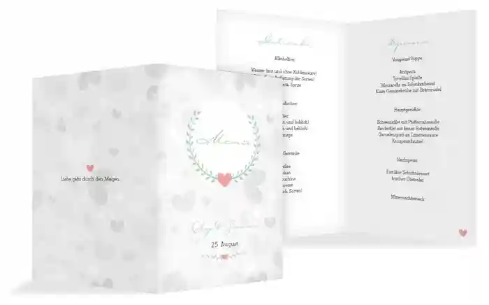 Hochzeitsmenükarte Zarte Ranke