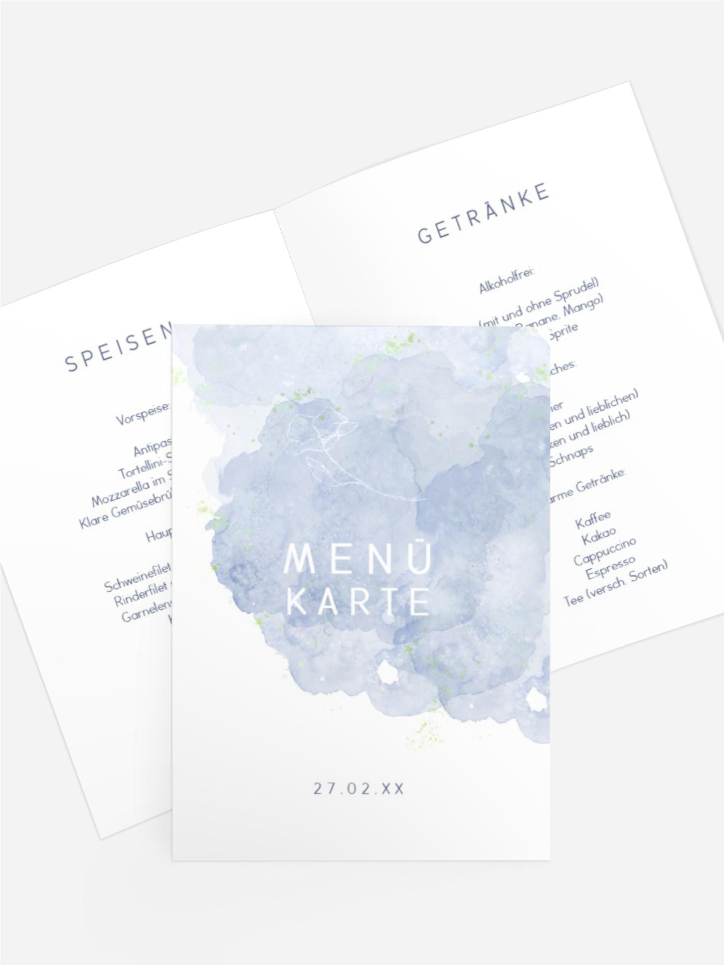 Menükarte Taufe Aquarell Mohnblumen