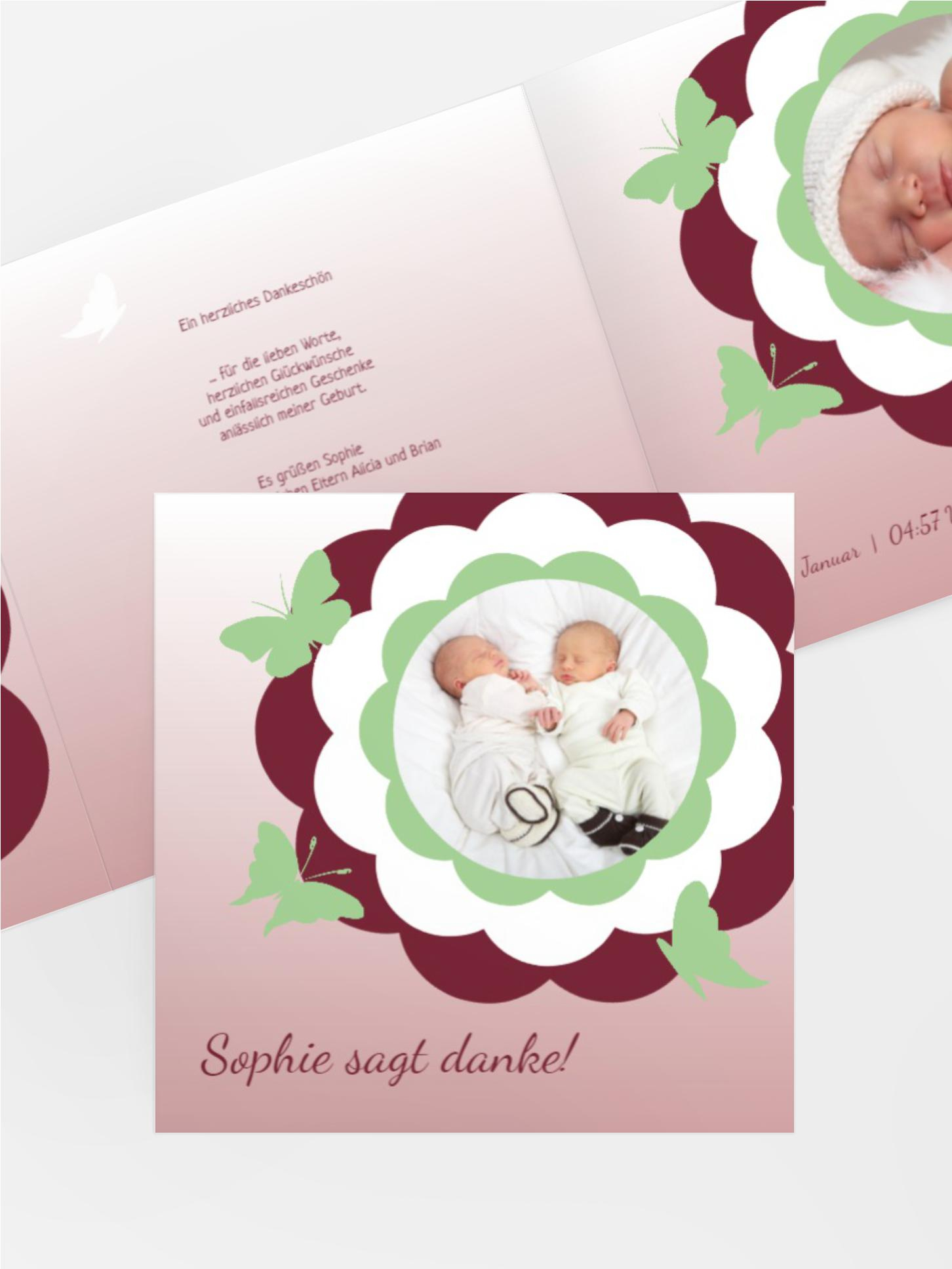 Baby Dankeskarte Blütenzauber