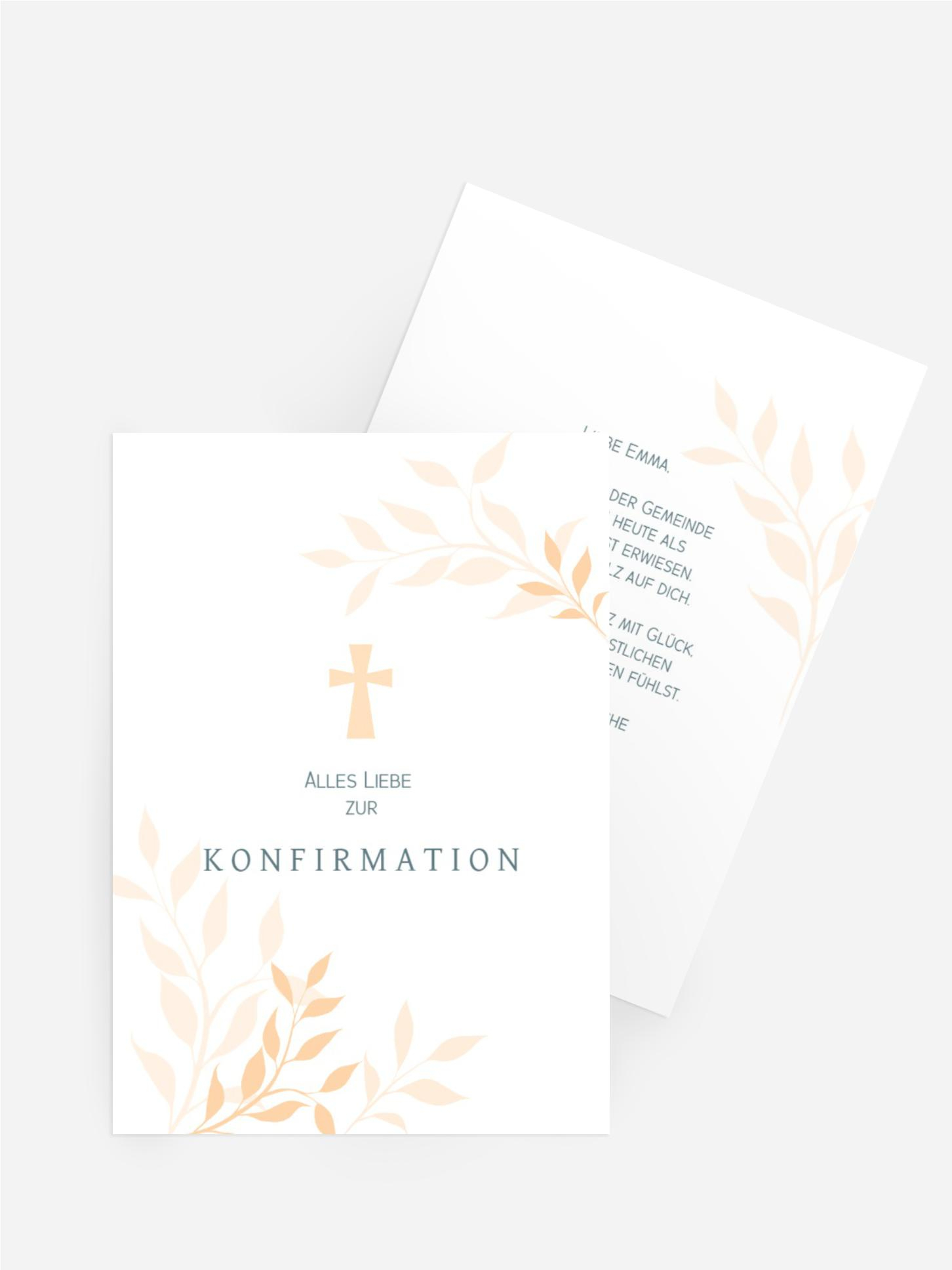 Glückwunschkarte Konfirmation Beiges Kreuz