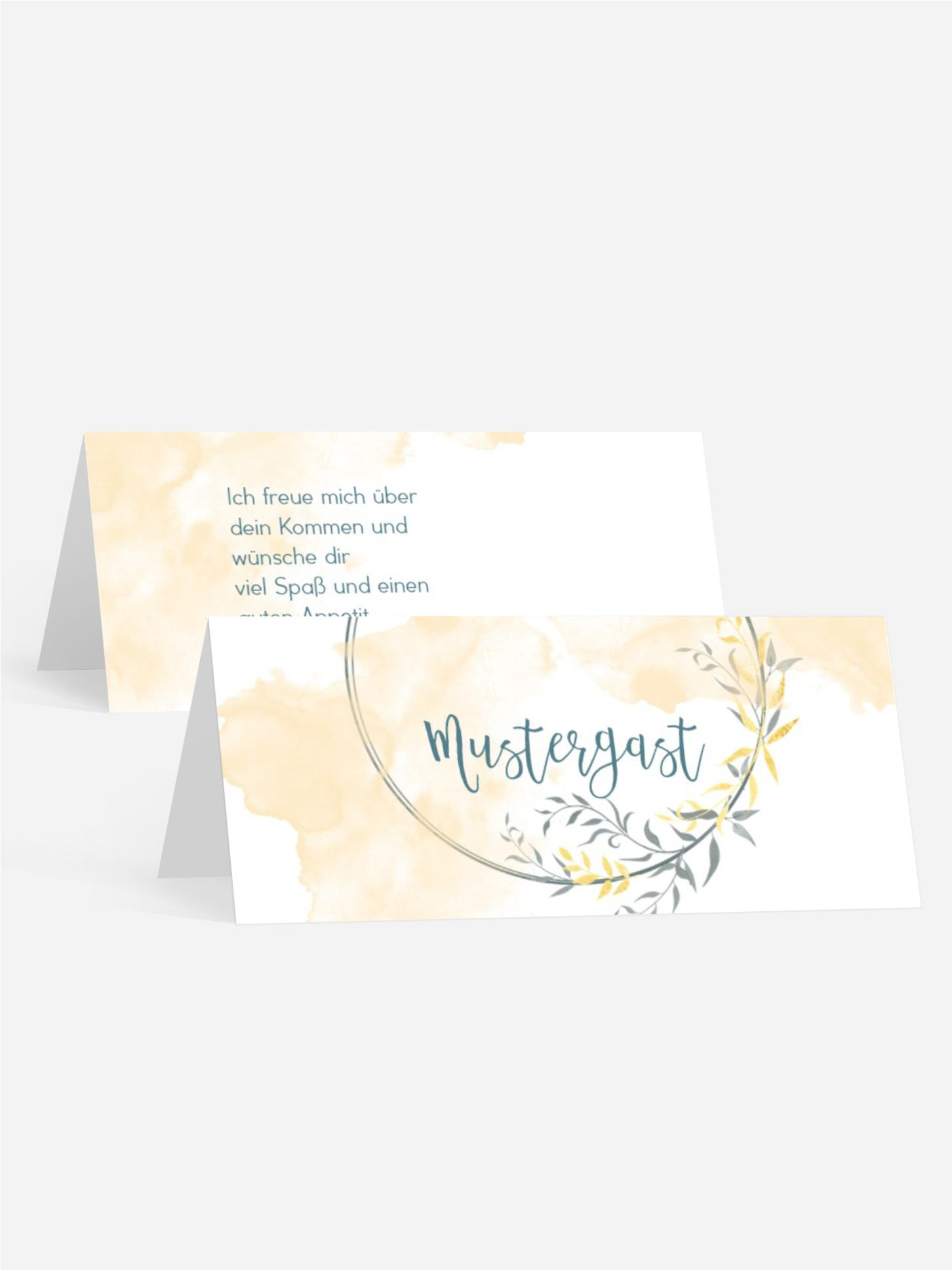 Tischkarte Kommunion Blattkreis