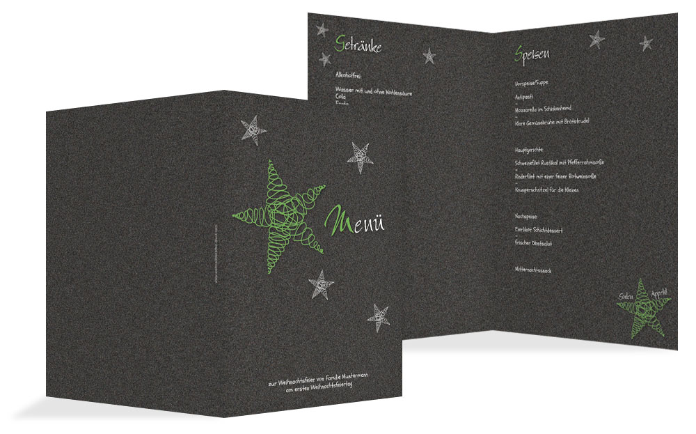 Weihnachten Menükarte Curly Star
