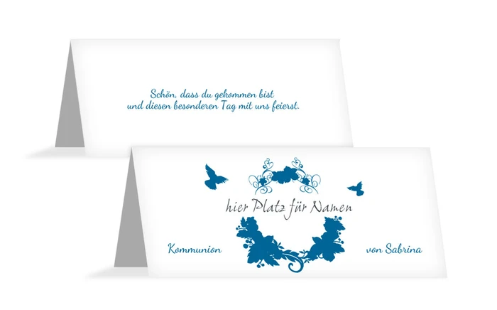 Kommunion Tischkarte Vogel