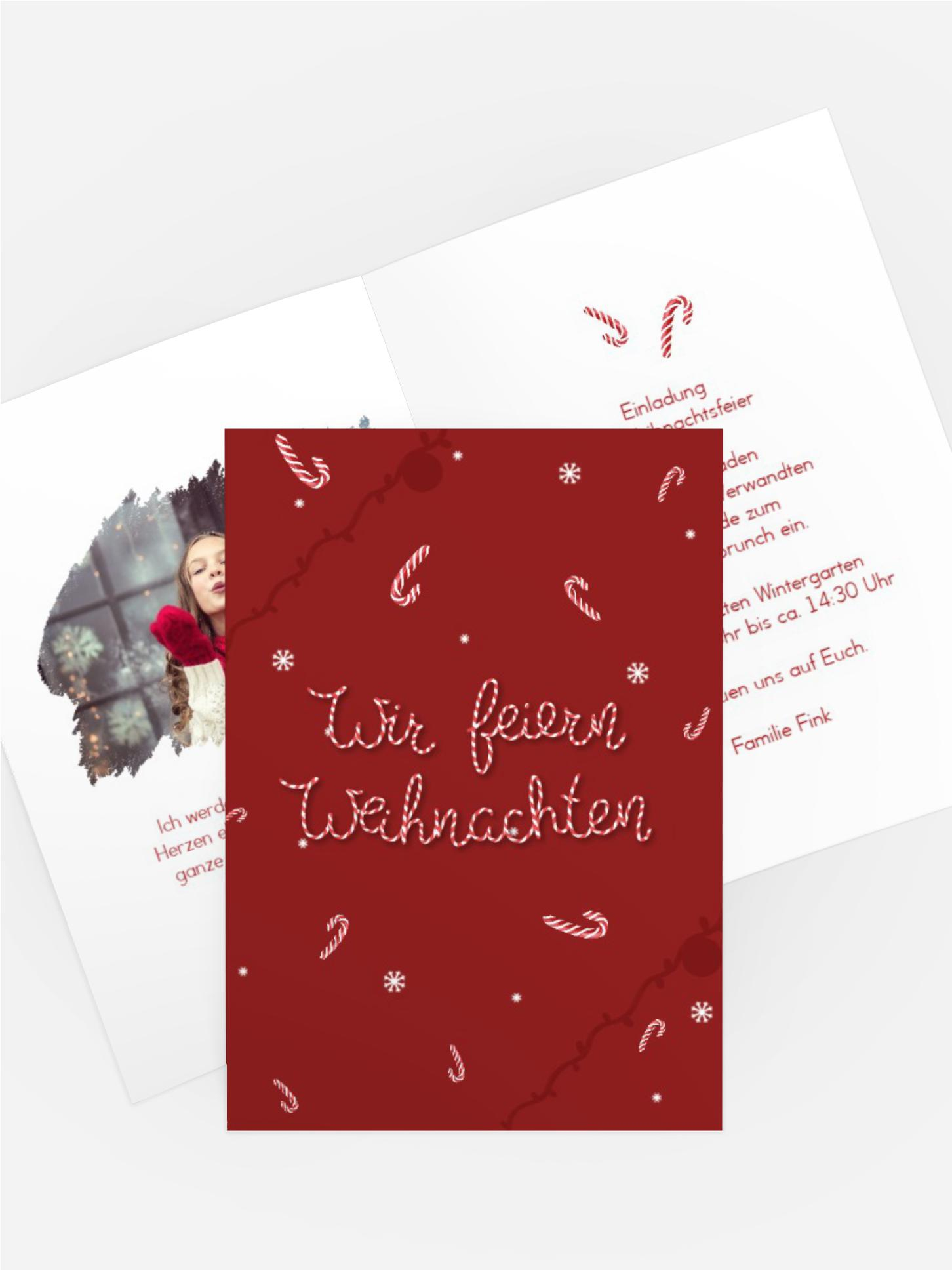 Einladung Weihnachten Zuckerstangen