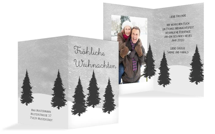 Foto Weihnachtsgrußkarte Winterwald