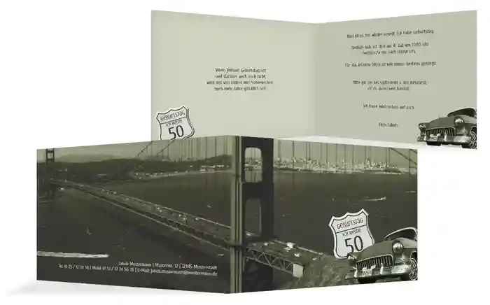 Geburtstagseinladungskarte old bridge 50