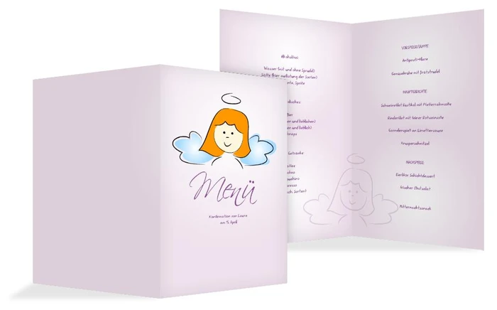 Menükarte Konfirmation Engelchen Mädchen