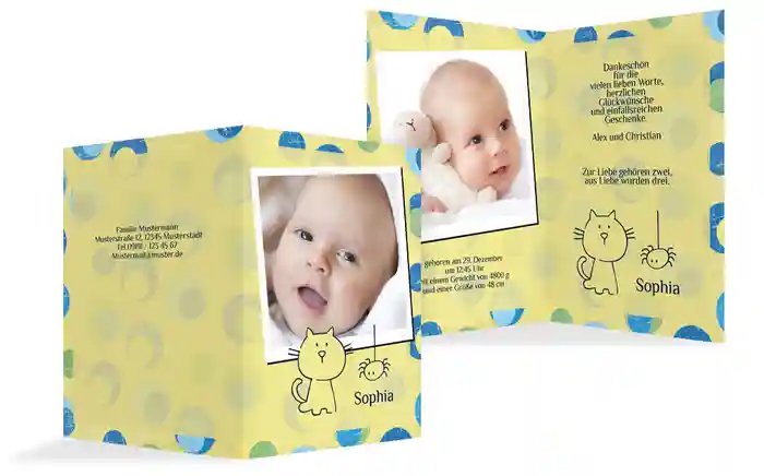 Geburt Dankeskarte Katze