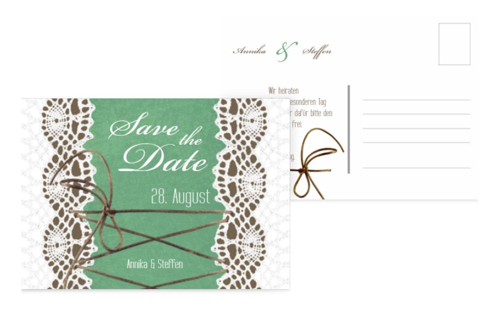 Save the Date Karte Vintage Schleife Save the Date Karte Vintage Schleife