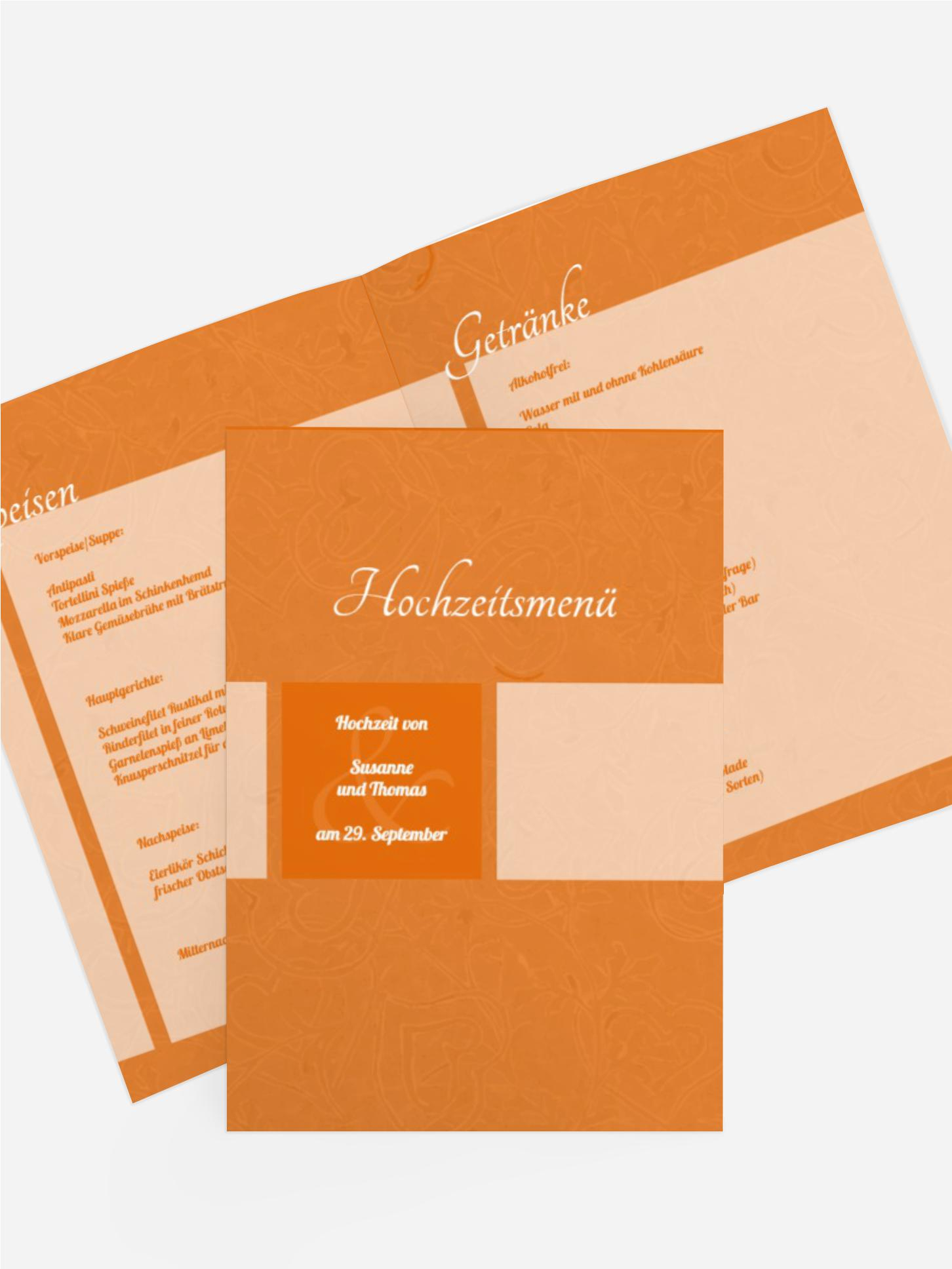 Hochzeitsmenü Hochzeitsglück