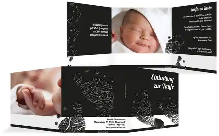 Einladungskarte Taufe Footprints Einladungskarte Taufe Footprints