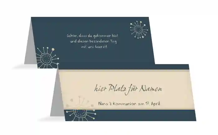 Tischkarte Kommunion Blumen