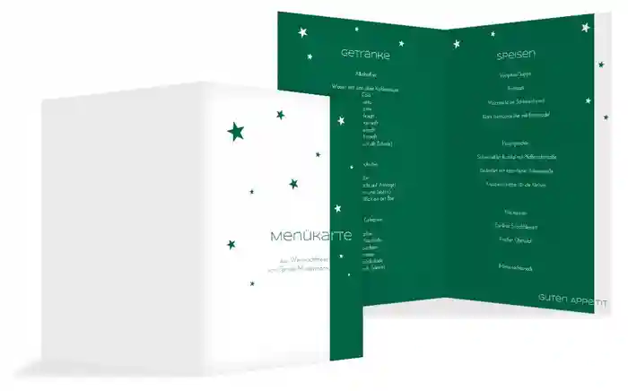 Menükarte zur Weihnachtsfeier Classic Stars