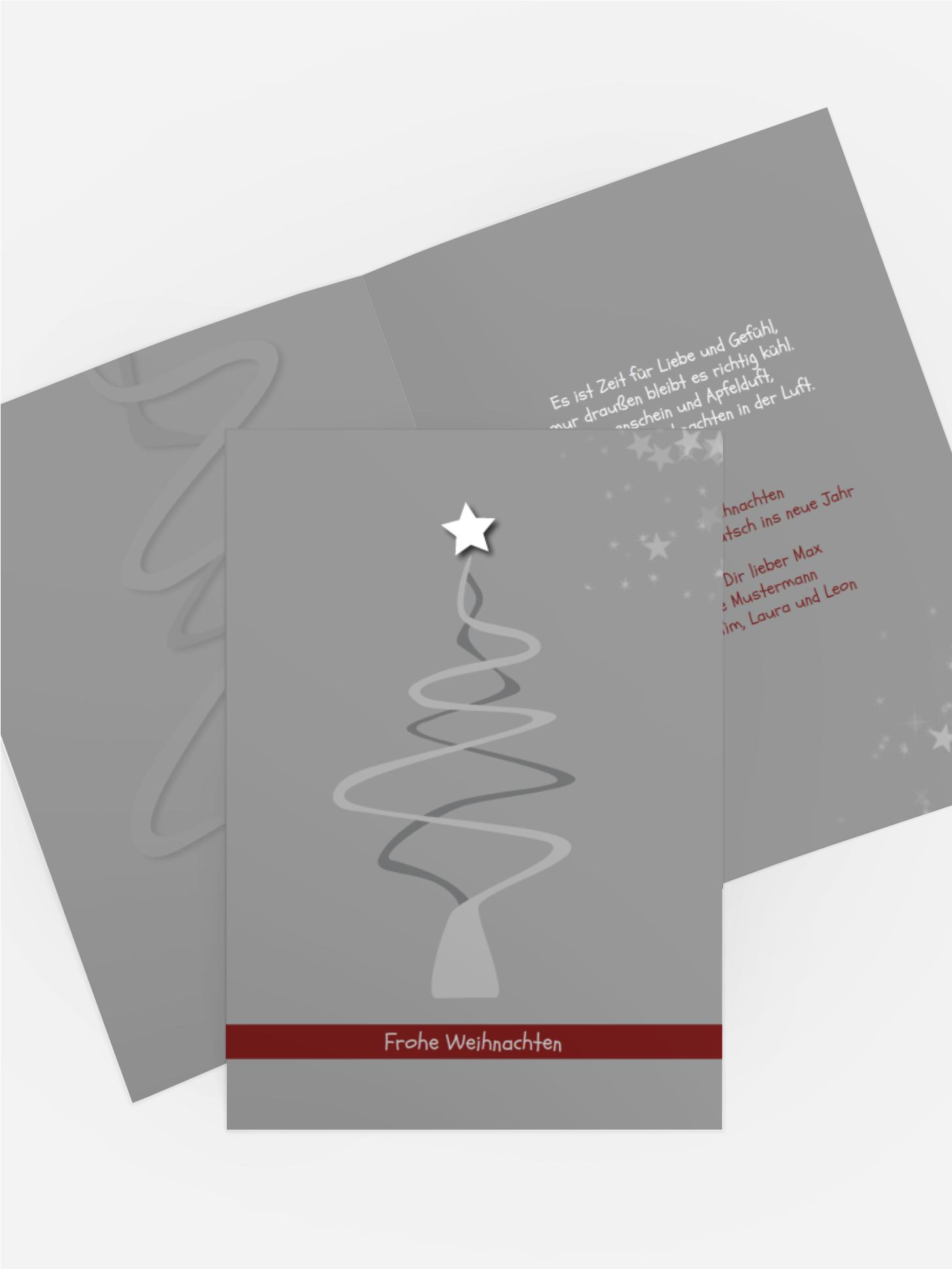 Weihnachtsgrußkarte Privat Schnörkelbaum