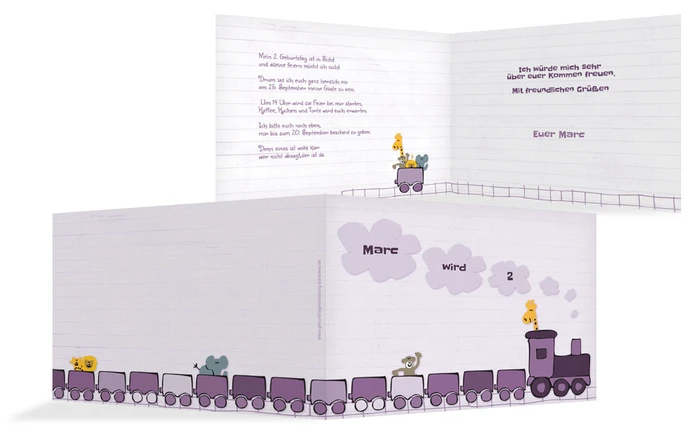 Einladungskarte Geburtstag Zoozug