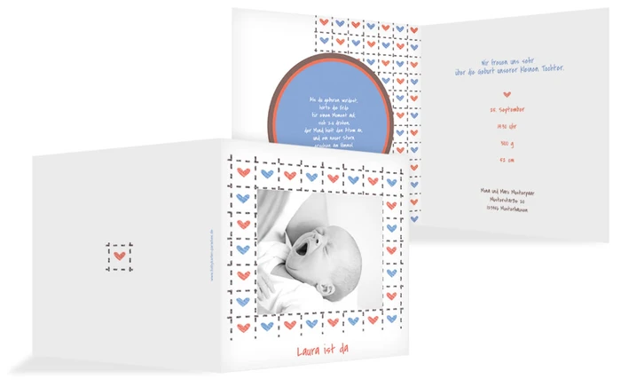 Geburtskarte Herzrahmen