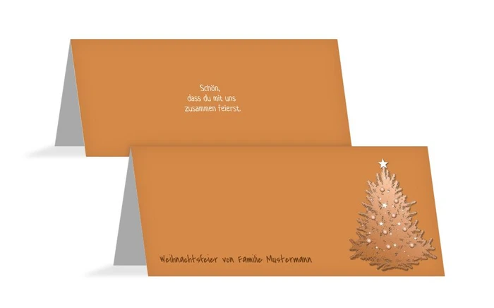 Weihnachtstischkarte geschmückter Baum