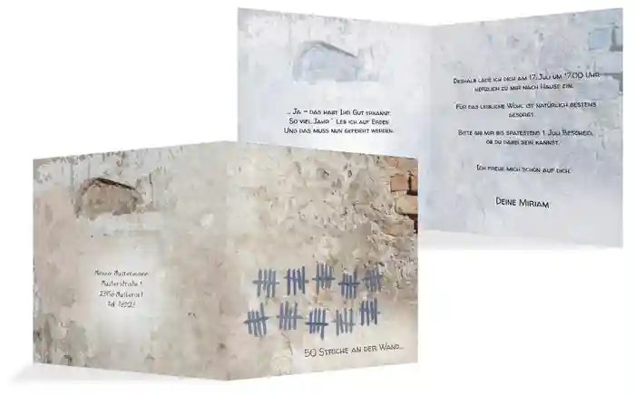 Einladung Striche an der Wand 50