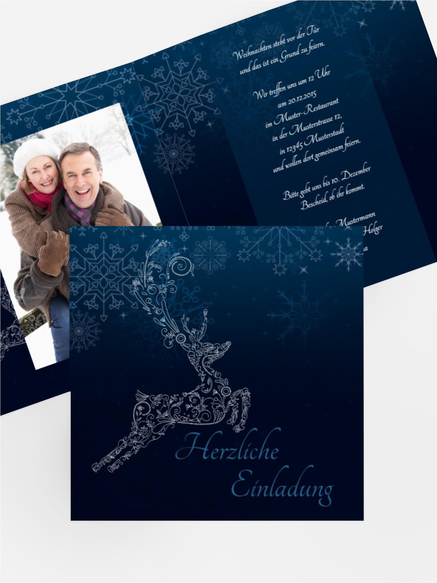 Foto Weihnachtseinladung Schnörkelhirsch