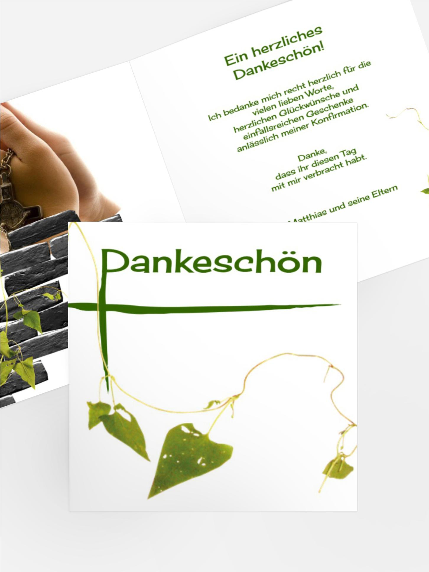 Dankeskarte Konfirmation Efeu