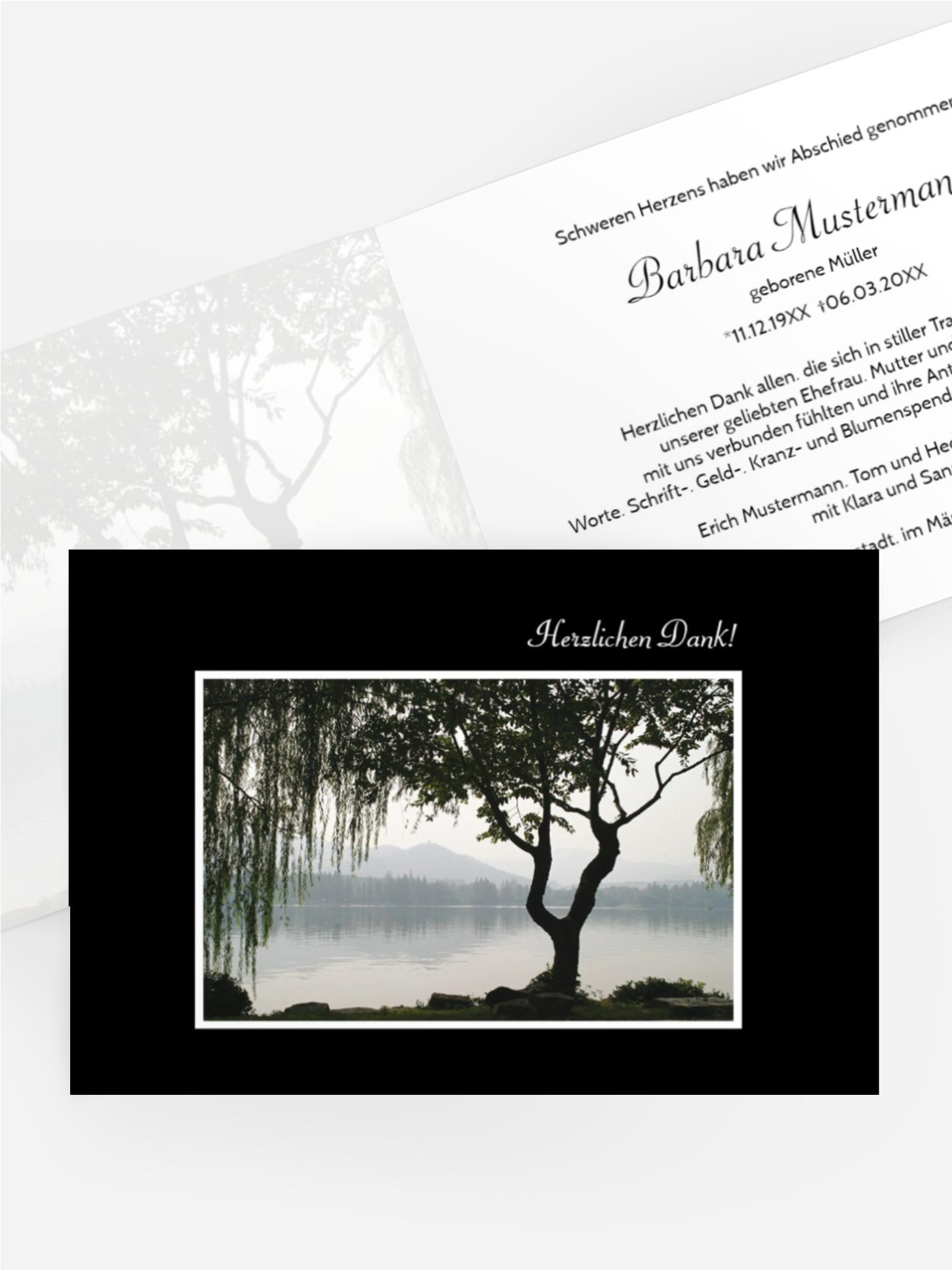 Dankeskarte Baum am See quer