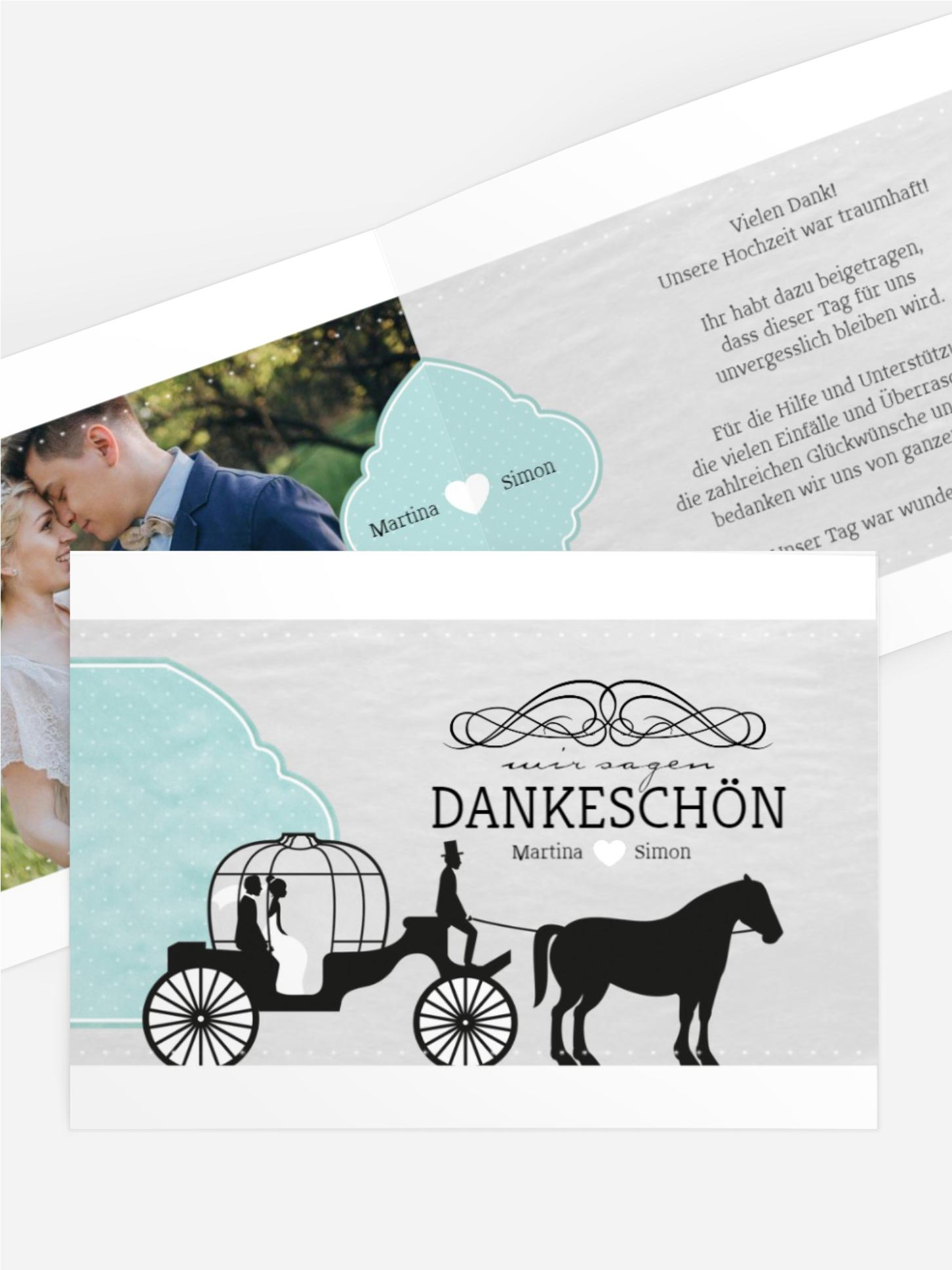 Hochzeit Danksagung Kutsche