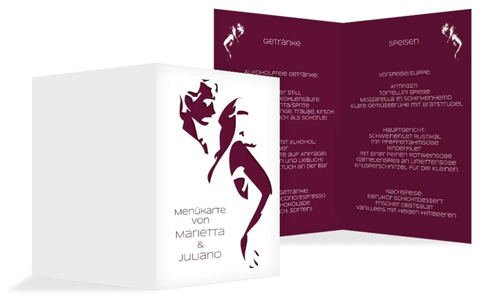 Menükarte Hochzeit Tango