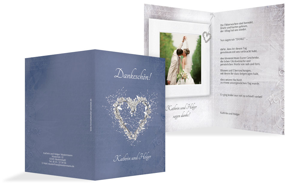 Dankeskarte glamour heart