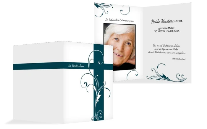 Sterbebildkarte Blumenkreuz