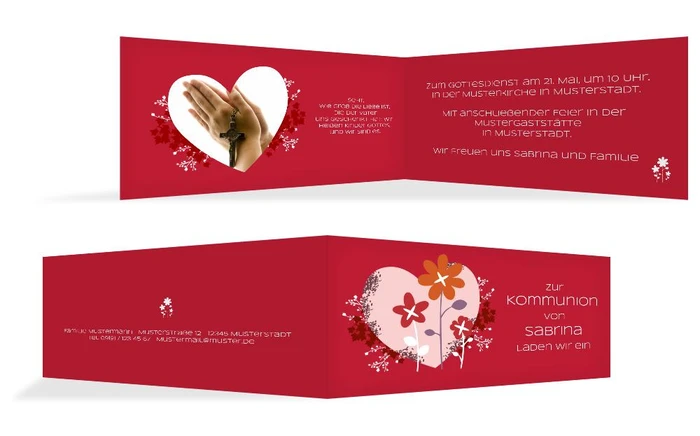 Einladungskarte Kommunion Herz