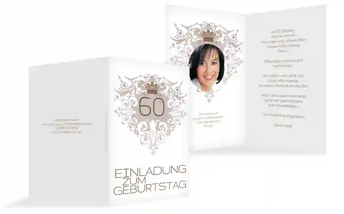 Einladung zum Geburtstag Krone 60 Foto