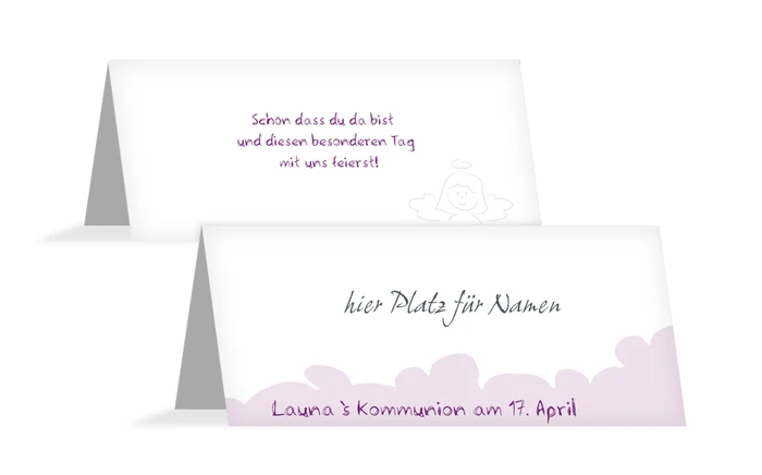 Tischkarte Kommunion Engelchen Mädchen