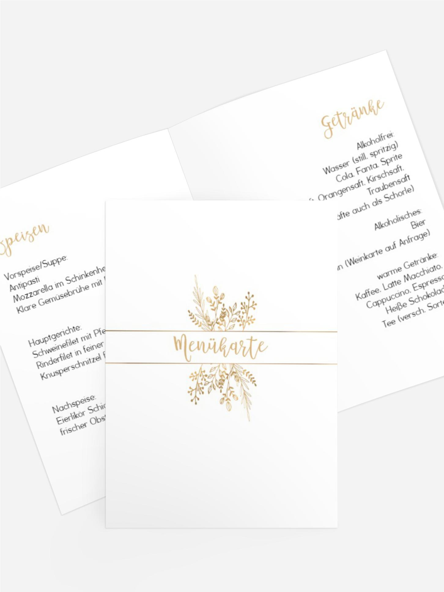 Menükarte Kommunion Goldblüte Menükarte Kommunion Goldblüte